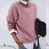 Alessa | Damen Strickpullover mit Langarm und Weitem Schnitt – Rosa