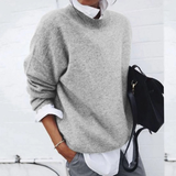 Alessa | Damen Strickpullover mit Langarm und Weitem Schnitt – Grau