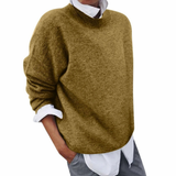 Alessa | Damen Strickpullover mit Langarm und Weitem Schnitt – Gelb