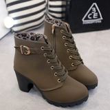 Alessandra | Damen Orthopädische Stiefeletten Mit Reißverschluss Und Absatz Design – Armeegrün