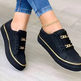 Orthopädische Sneaker für Damen mit Schnürung – Schwarz
