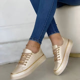 Orthopädische Sneaker für Damen mit Schnürung – Gold