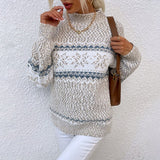 Almfrid | Damen Strickpullover Schneeflocken-Muster – Beige