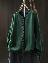 Almvik | Damen Strickjacke mit bunten Knöpfen – Grün