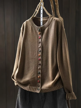 Almvik | Damen Strickjacke mit bunten Knöpfen – Braun