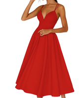 Amalia | Damen A-Linien Midikleid Hochzeitsgast – Rot