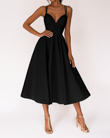 Amalia | Damen A-Linien Midikleid Hochzeitsgast – Schwarz