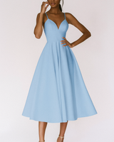 Amalia | Damen A-Linien Midikleid Hochzeitsgast – Blau