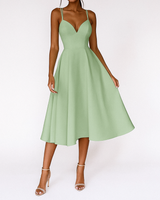 Amalia | Damen A-Linien Midikleid Hochzeitsgast – Grün