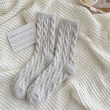 Amalia | Damen Trachtensocken mit Zopf design – Hellgrau
