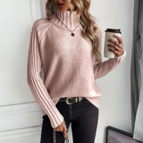 Amalia | Klassischer Damen Rollkragenpullover aus weichem Strick – Rosa