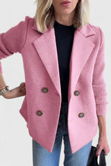 Emma | Damen Blazer mit Strickärmeln und Knöpfen – Rosa