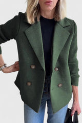 Emma | Damen Blazer mit Strickärmeln und Knöpfen – Grün