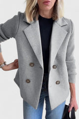 Emma | Damen Blazer mit Strickärmeln und Knöpfen – Grau