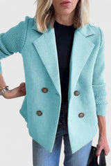 Emma | Damen Blazer mit Strickärmeln und Knöpfen – Hellblau