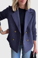 Emma | Damen Blazer mit Strickärmeln und Knöpfen – Blau
