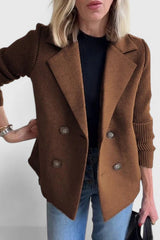 Emma | Damen Blazer mit Strickärmeln und Knöpfen – Dunkelbraun