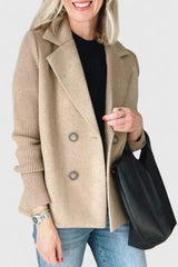 Emma | Damen Blazer mit Strickärmeln und Knöpfen – Khaki