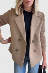 Emma | Damen Blazer mit Strickärmeln und Knöpfen – Braun
