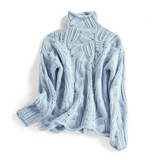 Anita | Damen Langarm Strick Rollkragenpullover – Blau