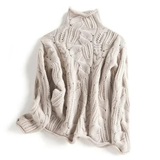 Anita | Damen Langarm Strick Rollkragenpullover – Beige