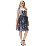 Anja | Damen Oktoberfest Dirndl mit Blumenmuster – Schwarz