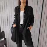 Annelie | Damen Sommermantel Knopfleiste – Eleganter Langer Mantel Sommer 2026 – Schwarz