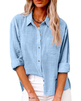 Annelis | Damen Hemdbluse Langarm mit Kragen – Hellblau