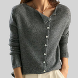 Annika | Damen Strickjacke mit Knöpfen Cardigan – Grau