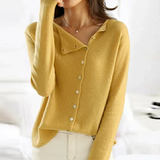 Annika | Damen Strickjacke mit Knöpfen Cardigan – Gelb