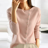 Annika | Damen Strickjacke mit Knöpfen Cardigan – Rosa