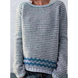 Antonia | Damen Strickpullover mit Muster und Langarm – Blau