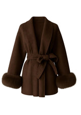 ARCTIC GRACE – ELEGANTER WOLLMANTEL FÜR DAMEN – Dunkelbraun
