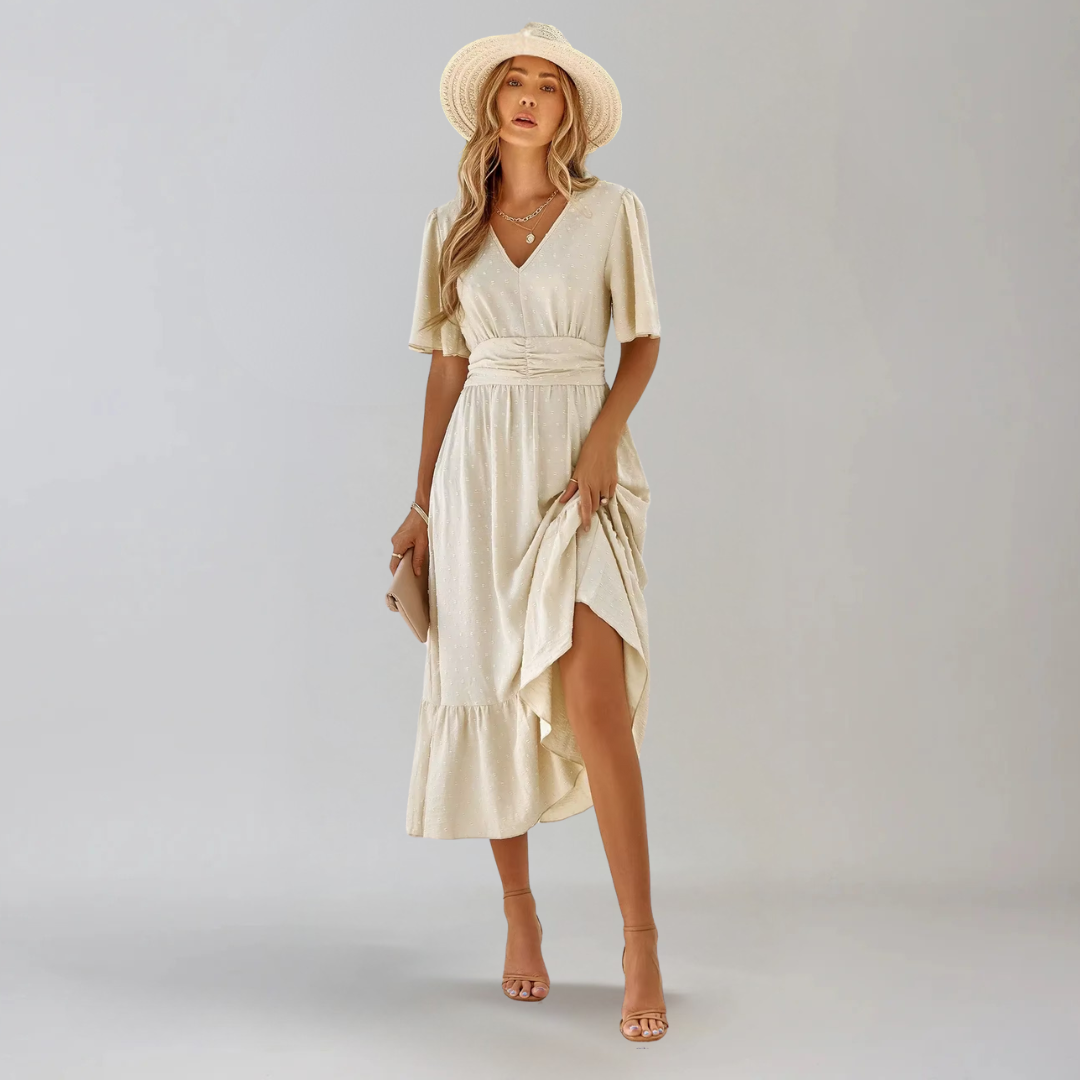 ARIA  | Mittellanges Kleid mit V-Ausschnitt