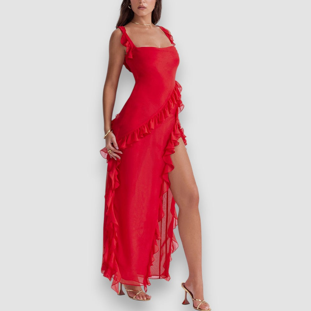 Giorgia | Langes Kleid mit Rüsche