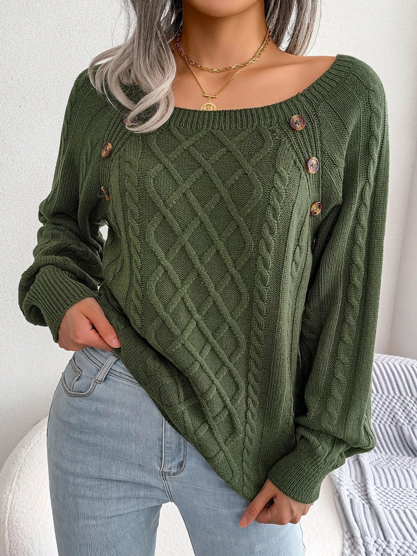 Amelia® | Strickpullover mit Knopfdetails