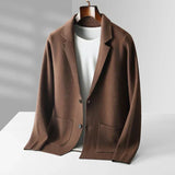 Arvid | Herren Strickblazer Casual Sakko – Kastanienbraun