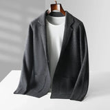 Arvid | Herren Strickblazer Casual Sakko – Hellgrau