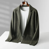Arvid | Herren Strickblazer Casual Sakko – Olivgrün
