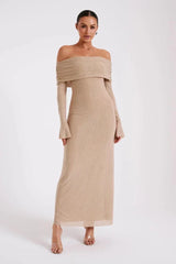 Astella | Damen Paillettenkleid – Glitzerndes Party Kleid Silvester & Abend 2026 – Beige