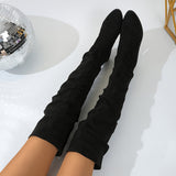 Astrid | Damen Overknee Stiefel Schlupfstiefel – Schwarz