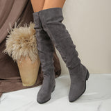 Astrid | Damen Overknee Stiefel Schlupfstiefel – Grau