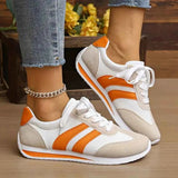 Atmungsaktiver Mesh Sneaker – Weiß - Orange