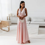 Aurelie | Damen Wickel Maxi Kleid Ärmellos – Hellrosa