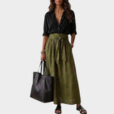 Salome - Set aus Relaxed-Fit-Bluse und Midirock – Schwarz Grün
