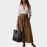 Salome - Set aus Relaxed-Fit-Bluse und Midirock – Braun
