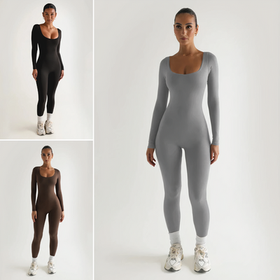 Langarm Yoga Jumpsuit Damen – Figurbetont & Atmungsaktiv