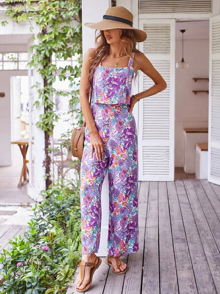 Kalentha® | Zweiteiliger Jumpsuit mit floralem Muster
