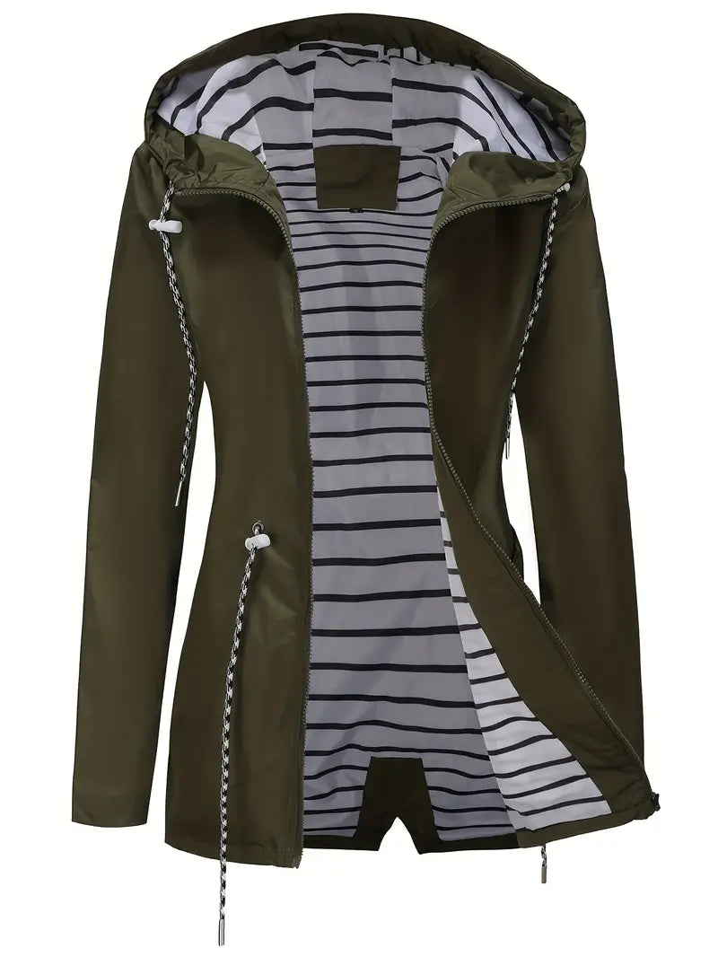 Stylische Wasserdichte Regenjacke mit Kapuze und Taschen für Damen | Ideal für den Winter