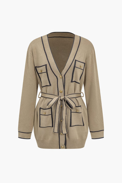 Athena | Elegantes Strick-Set mit Gürtel-Cardigan & Weitbein-Hose